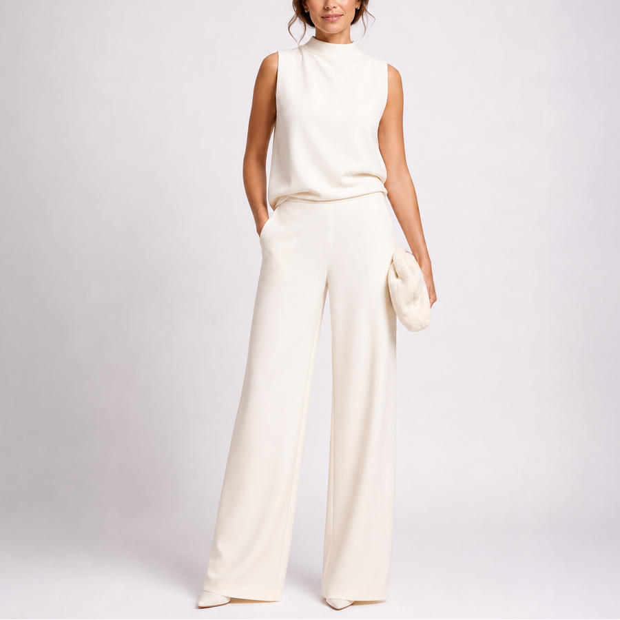 Anna Jumpsuit with Sleeveless Upper and Wide-Leg Design